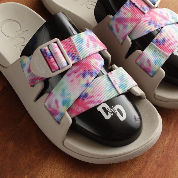 Chaco Sandals Womens SZ 7 Cream Pink Chillos Slide Tie Dyed Adjustable Flat Shoe - Picture 4 of 13